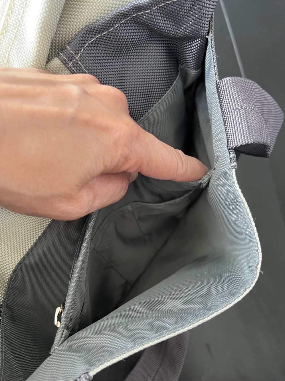 Timbuk2 Tote Bag, Gray and Stone color, with Adjustable straps, Used - Picture 14 of 17